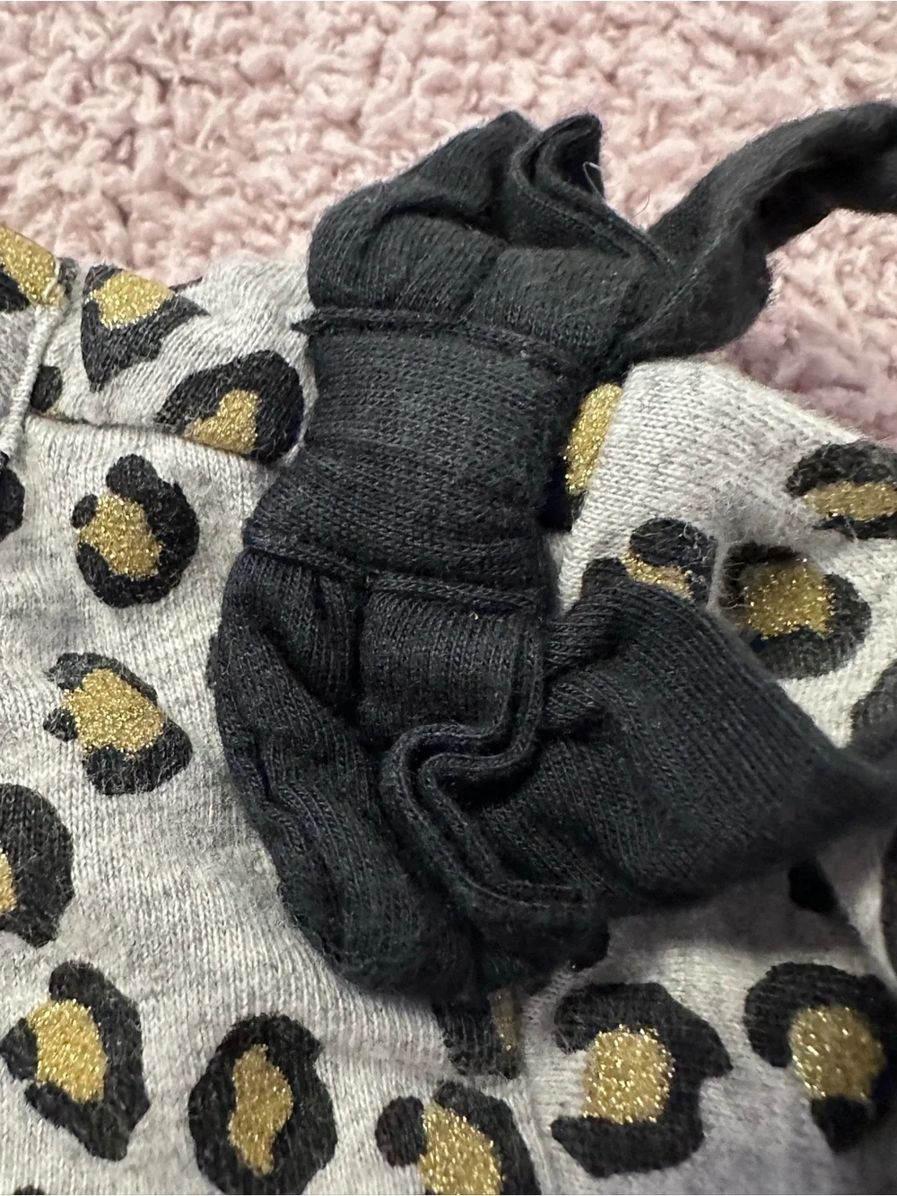 ✨ Carter’s Leopard Print Dress Gray Gold Glitter Long Sleeve Girls 18M *